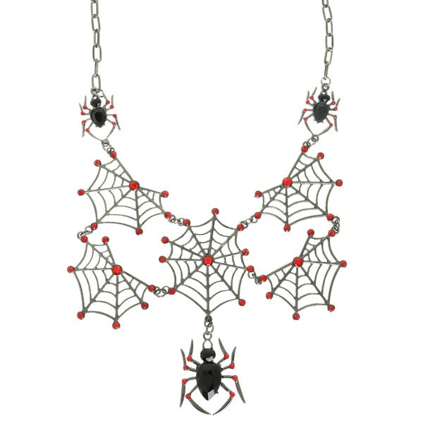 Antique Silver Spider Pendant Necklace
