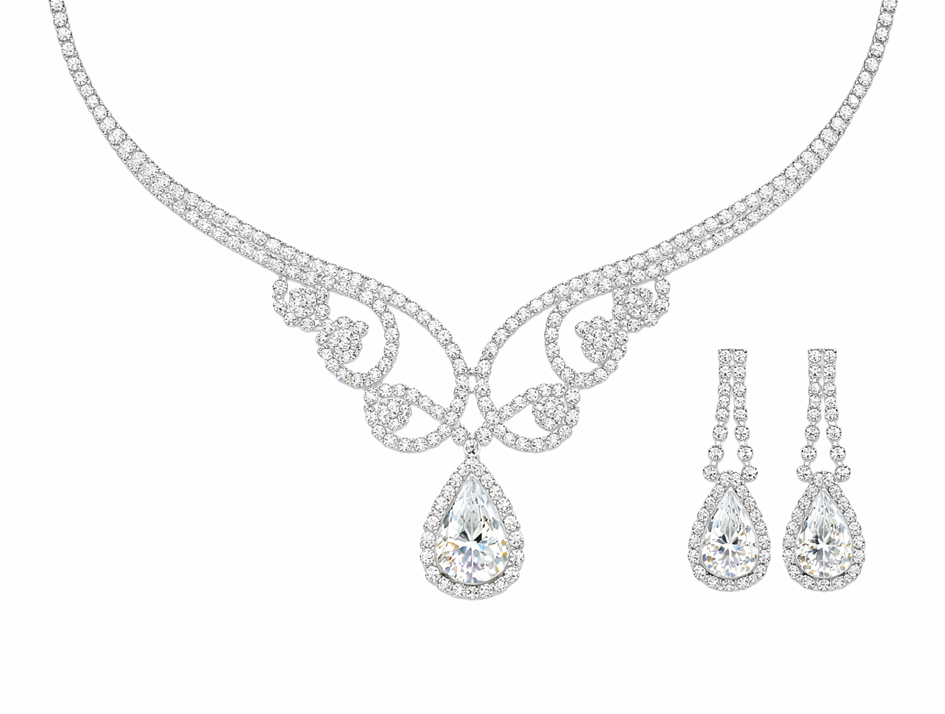 Choker Rhinestone Necklace With Matching Earring Set