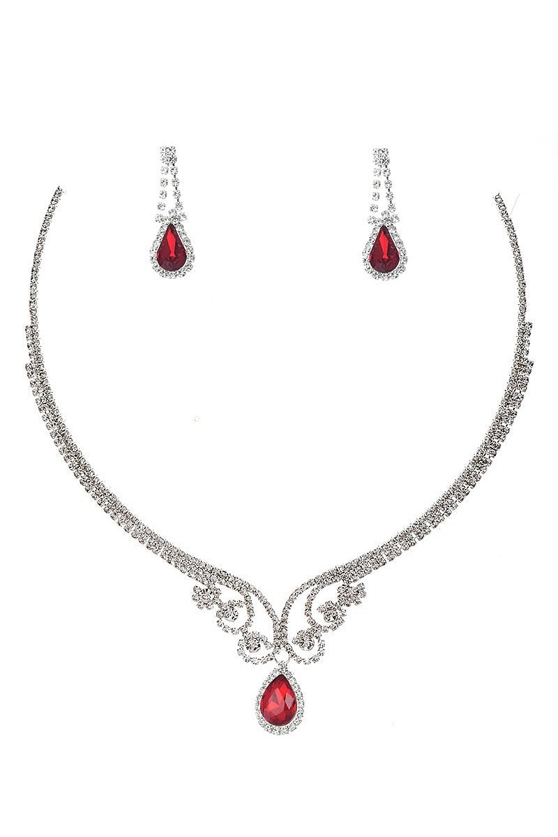 Choker Rhinestone Necklace With Matching Earring Set