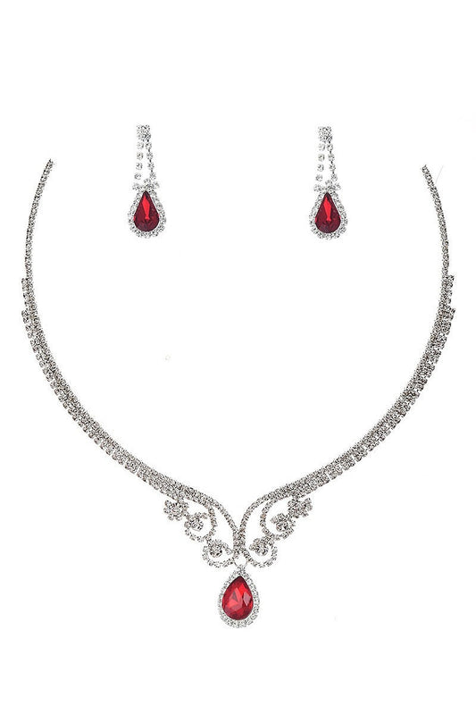 Choker Rhinestone Necklace With Matching Earring Set