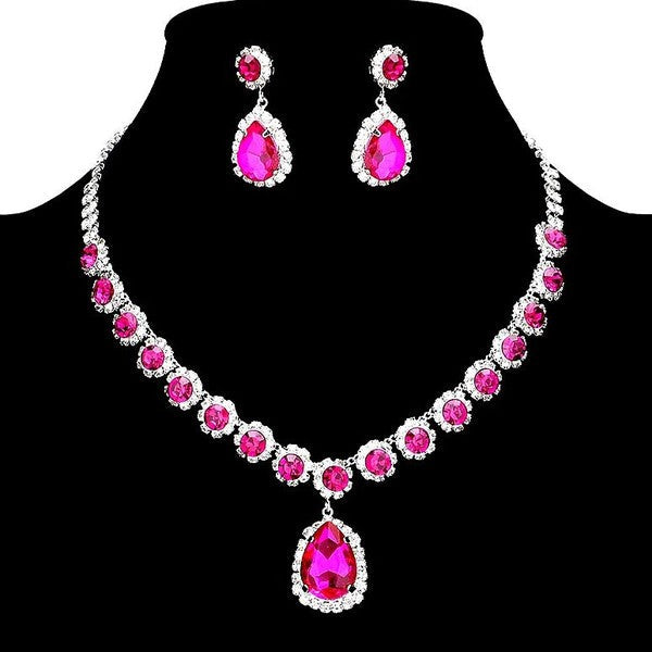 Antique Style Circle and Teardrop Earring and Necklace Set