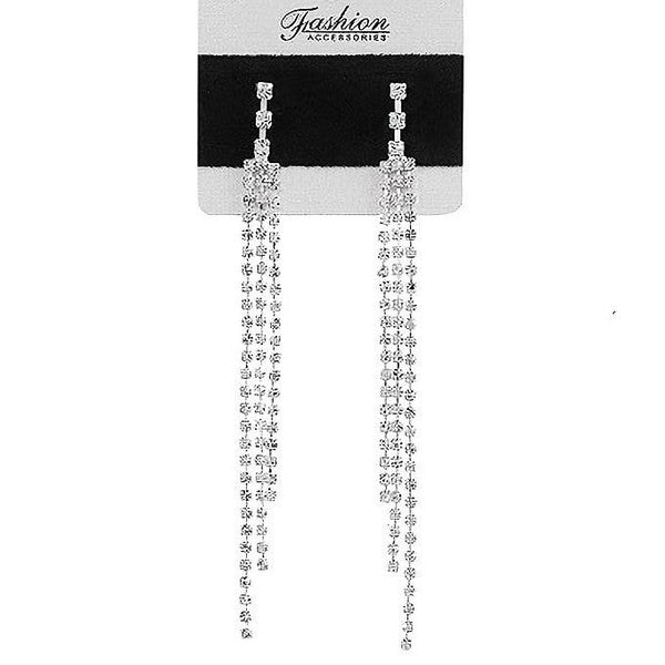 3 Strand Rhinestone Fringe Earrings