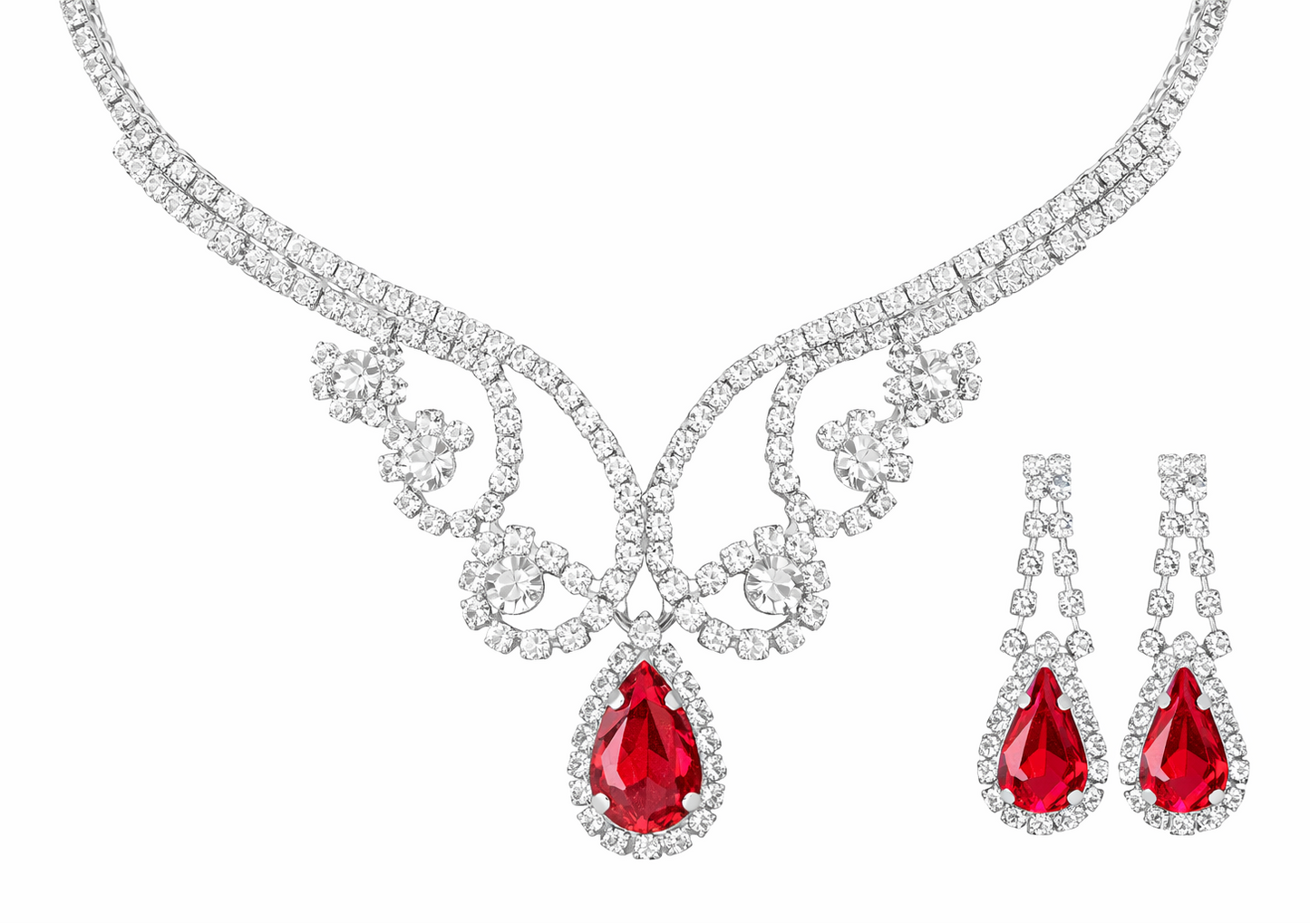 Choker Rhinestone Necklace With Matching Earring Set