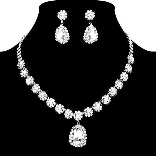 Antique Style Circle and Teardrop Earring and Necklace Set