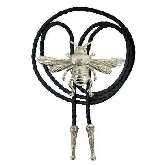 Silver and Black Bee Bolo Tie