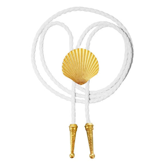 Gold and White Seashell Bolo Tie